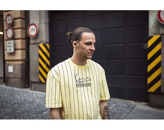 Triko Signature Karl Kani Jeans Washed Pinstripe Tee light yellow