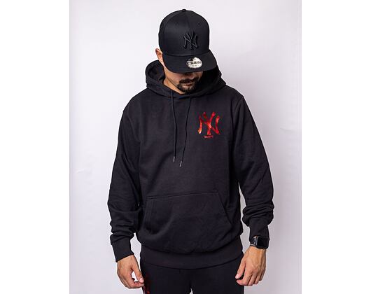 Mikina New Era MLB Foil Back Print Hoody New York Yankees Black/Metallic Red