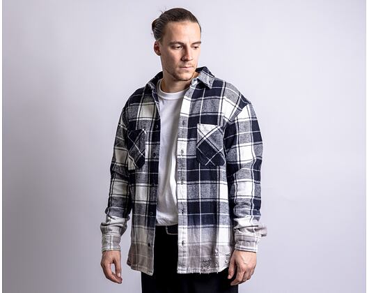 Košile Karl Kani Chest Signature Heavy washed Flannel Shirt black/white