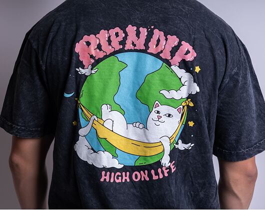 Triko Rip & Dip High On Life Tee Black Mineral Wash