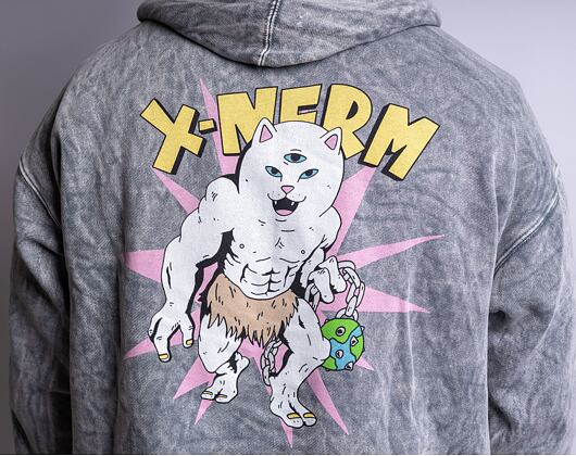 Mikina Rip & Dip X-Nerm Hoodie Charcoal Mineral Wash
