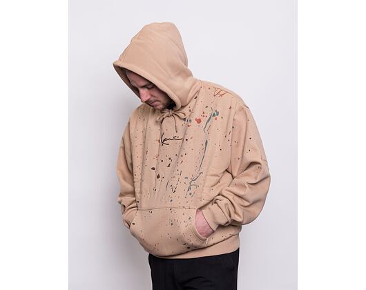 Mikina Karl Kani Small Signature OS Paintsplatter Hoodie sand