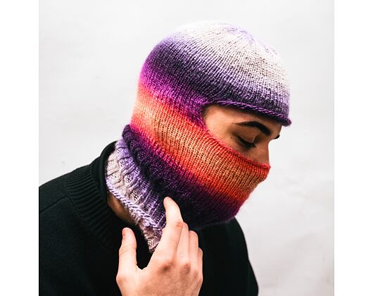 Custom made pletená Balaclava kukla - Funky Rainbow