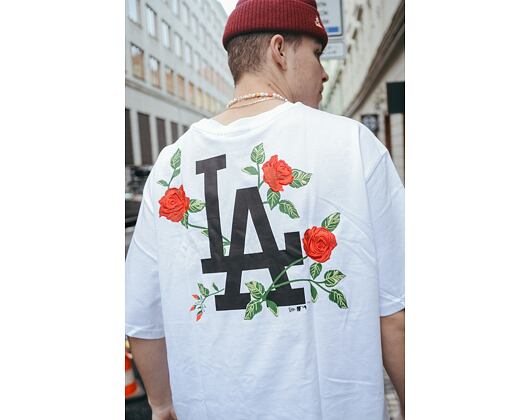 Triko New Era MLB Flowers Graphic Oversized Tee Los Angeles Dodgers Optic White / Black