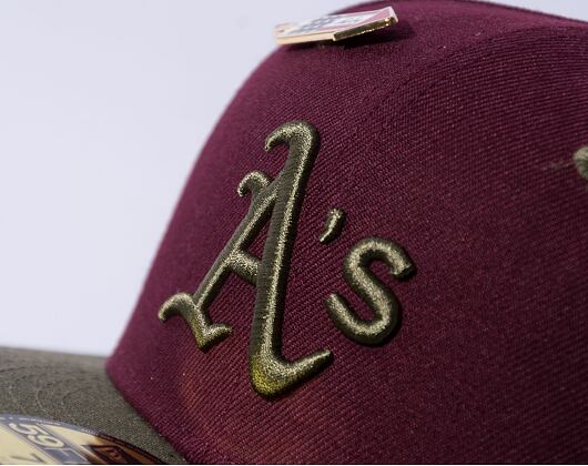 Kšiltovka New Era 59FIFTY MLB WS Sidepatch Trail Mix Oakland Athletics Frosted Burgundy