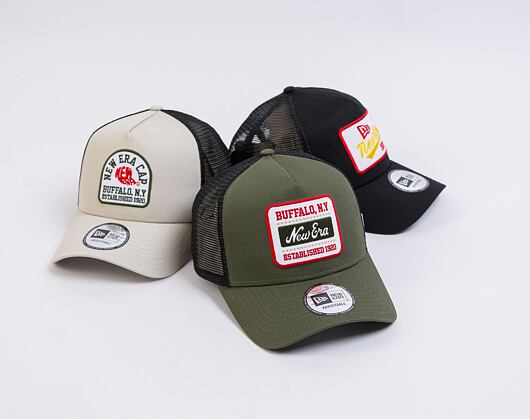Kšiltovka New Era - Buffalo Patch - 9FORTY A-Frame Trucker - New Olive / Scarlet