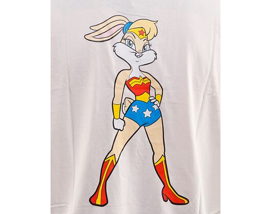 Triko New Era Superhero × Looney Tunes Character Oversized Tee Off White