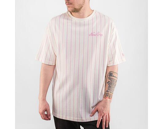 Triko New Era Pinstripe Oversized Tee Branded Off White / Wild Rose Pink