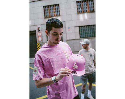 Triko New Era MLB Pastel Oversized Tee Los Angeles Dodgers Wild Rose Pink / Off White