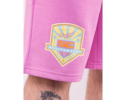 Kraťasy New Era MLB Pastel Shorts Los Angeles Dodgers Wild Rose Pink / Off White