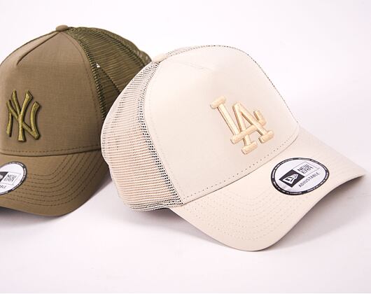 Kšiltovka New Era 9FORTY A-Frame Trucker MLB Tech Ripstop Trucker Los Angeles Dodgers Stone