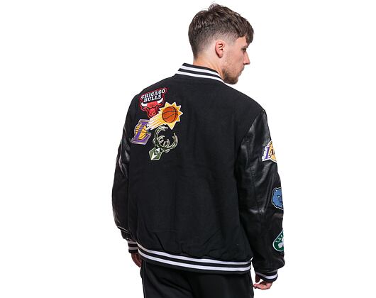 Bunda New Era NBA Badge Varsity Jacket NBA All-Over Black / Optic White