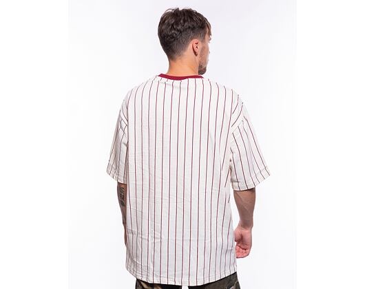 Triko New Era Pinstripe Oversized Tee Off White / Cardinal