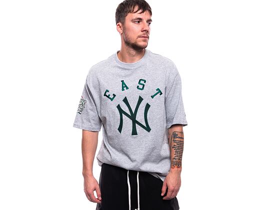 Triko New Era MLB Team Patch Oversized Tee New York Yankees Cooperstown Heather Grey / Dark Green