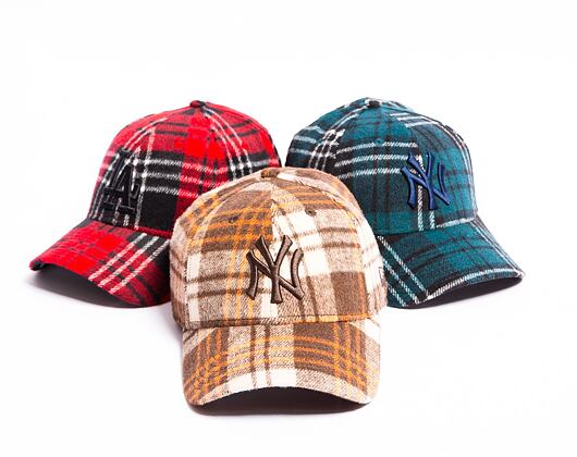 Kšiltovka New Era 9FORTY MLB Check New York Yankees Dark Brown / Black