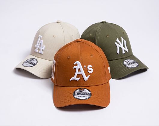 Kšiltovka New Era 9FORTY MLB Side Patch Oakland Athletics Cooperstown Caramel Brown / White