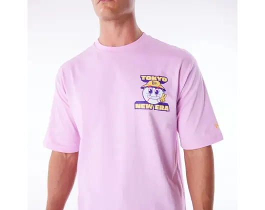 Triko New Era - Location Graphic Oversized Tee - Pastel Pink / White