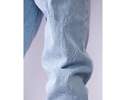 Kalhoty Karl Kani - Og Baggy Five Pocket Flames Denim - bleached blue