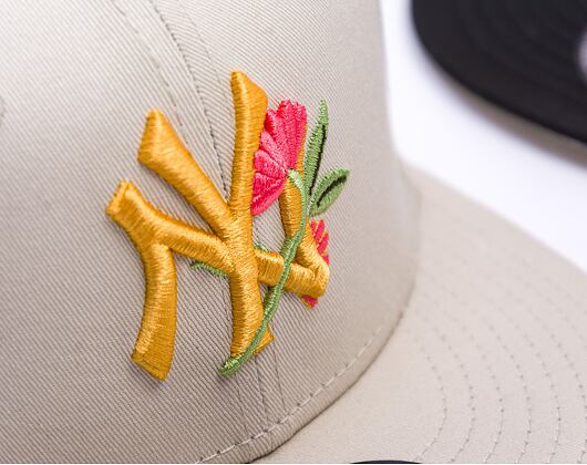 Kšiltovka New Era - MLB Floral 9FIFTY - NY Yankees - Stone / Yellow
