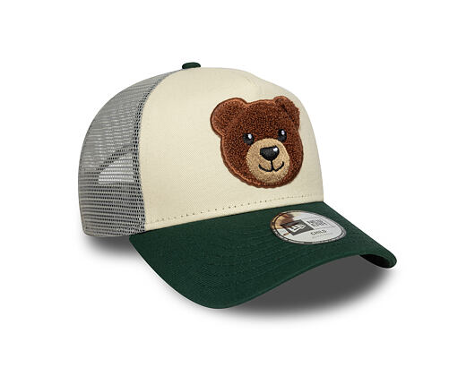 Dětská Kšiltovka New Era - Boucle Bear 9FORTY Trucker - Cream / Dark Green