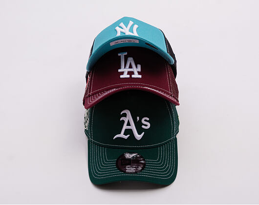 Kšiltovka New Era - MLB Contrast Stitch WS Retro 9FORTY Trucker - Oakland Athletics - Dark Green