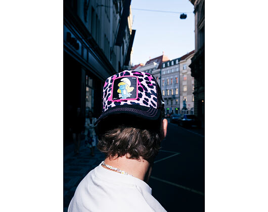Kšiltovka Capslab - Smurfs Trucker - Leopard Icon - Black / Pink
