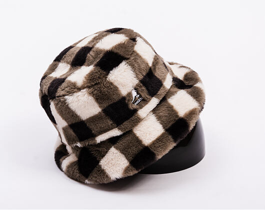 Klobouk Kangol - Faux Fur Bucket - Black Check