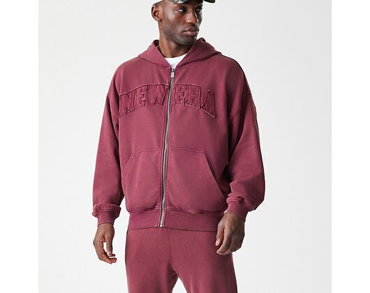 Mikina New Era - Branded Washed Full-Zip Hoody - Burgundy