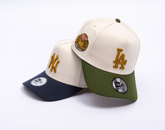 Kšiltovka New Era - MLB WS Patch 9FORTY A-Frame - LA Dodgers - Cream / Rifle Green