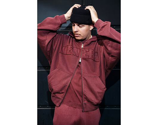 Mikina New Era - Branded Washed Full-Zip Hoody - Burgundy