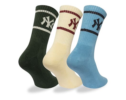 Ponožky New Era - MLB Crew Socks 3pk - NY Yankees - Green / Cream / Blue