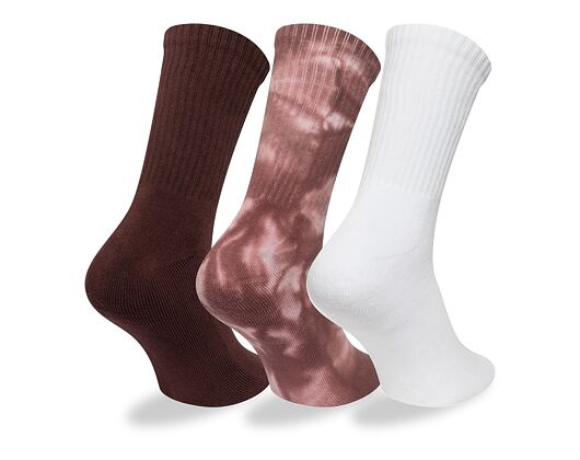 Ponožky New Era - Tie dye Crew Socks 3pk - Brown / Tie Dye / White