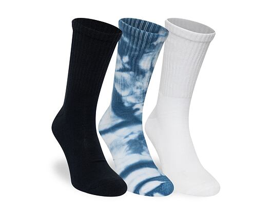 Ponožky New Era - Tie dye Crew Socks 3pk - White / Navy