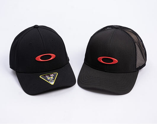 Kšiltovka Oakley - Trucker Ellipse Hat - Pitch Black/Flame Red