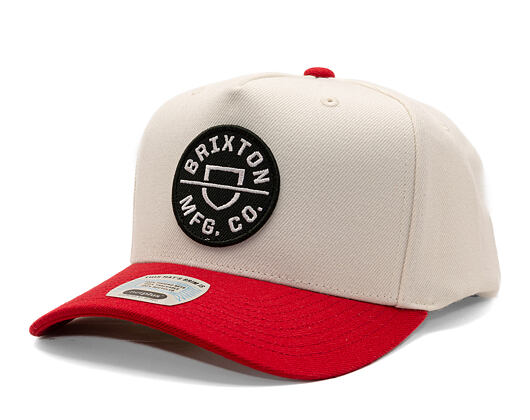 Kšiltovka Brixton - Crest MP Snapback - Off White/Rush