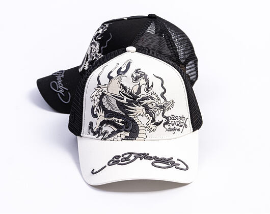 Kšiltovka Ed Hardy - Mono Giant Dragon Twill Front Mesh Trucker - White/Black