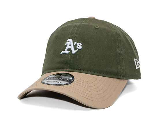 Kšiltovka New Era - MLB Mini Logo Washed Contrast 9TWENTY - Oakland Athletics - New Olive / Camel