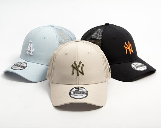 Kšiltovka New Era - MLB Midi Homefield 9FORTY Trucker - NY Yankees - Stone / New Olive