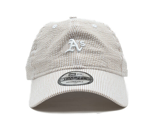 Kšiltovka New Era - MLB Seersucker 9TWENTY - Oakland Athletics - Stone / White