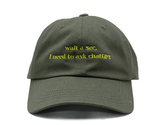 Kšiltovka 8by8 - Dadcap - "Wait a sec, I need to ask chatGPT" - Army/ Volt Yellow