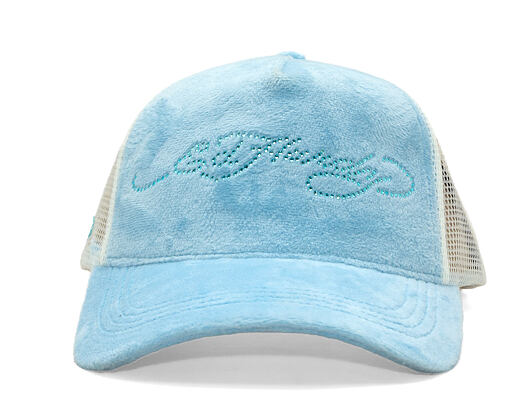 Kšiltovka Ed Hardy - Diamante Velour 5 Panel Trucker Cap - Sky Blue