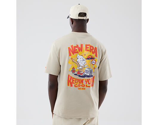 Triko New Era - Branded Food Character Oversized Tee - Stone