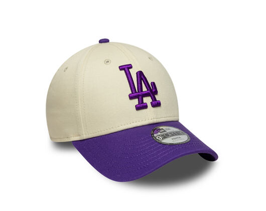 Dětská Kšiltovka New Era - MLB League Essential 9FORTY - LA Dodgers - Cream / Purple