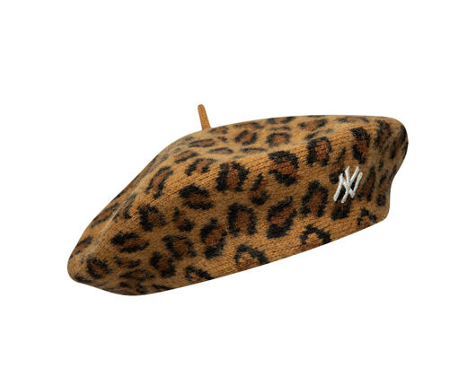 Dámský Baret New Era - MLB Leopard Beret - NY Yankees - Stone / Black