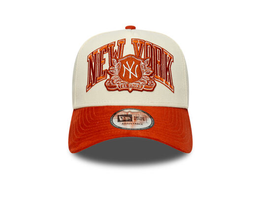 Kšiltovka New Era - MLB Wordmark Suede 9FORTY A-Frame - NY Yankees - Cream / Warm Flame