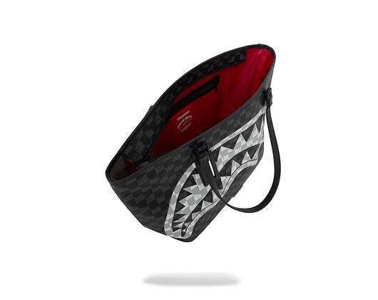 Taška Sprayground - Black And White Drip Check Shark Tote