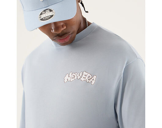 Triko New Era - Branded Block Party Graphic Oversized Tee - Sky Blue