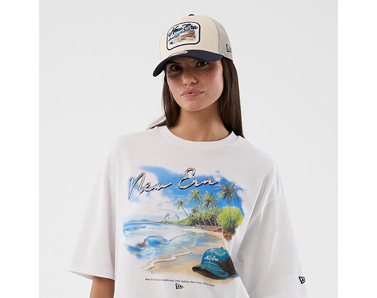 Triko New Era - Branded Beach Graphic Oversized Tee - White