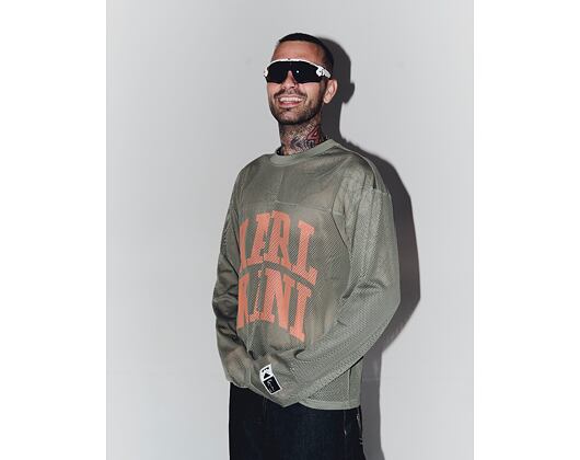 Triko s dlouhým rukávem Karl Kani - Stencil Mesh Boxy Longsleeve - Olive