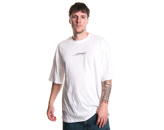 Triko Ed Hardy - Mens Don Wolf Eagle Panther Relaxed T-Shirt - White